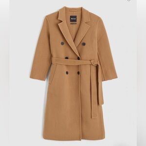 Madewell Camel Belted Double-Breasted Wool Coat